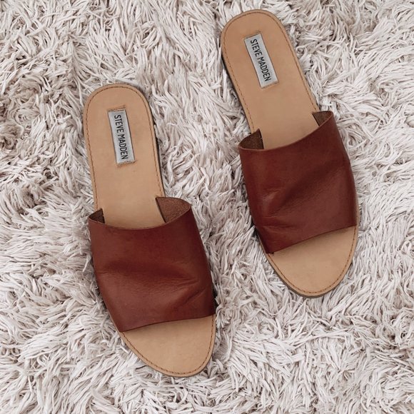 STEVE MADDEN GRACE SLIDE SANDALS - BROWN - SIZE 10 - Picture 3 of 5